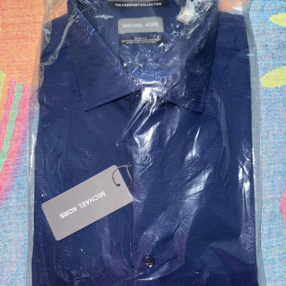 Michael Kors Blue Casual Button Down Shirt